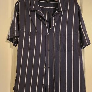 Vince Men's Black and White Striped Casual Shirt